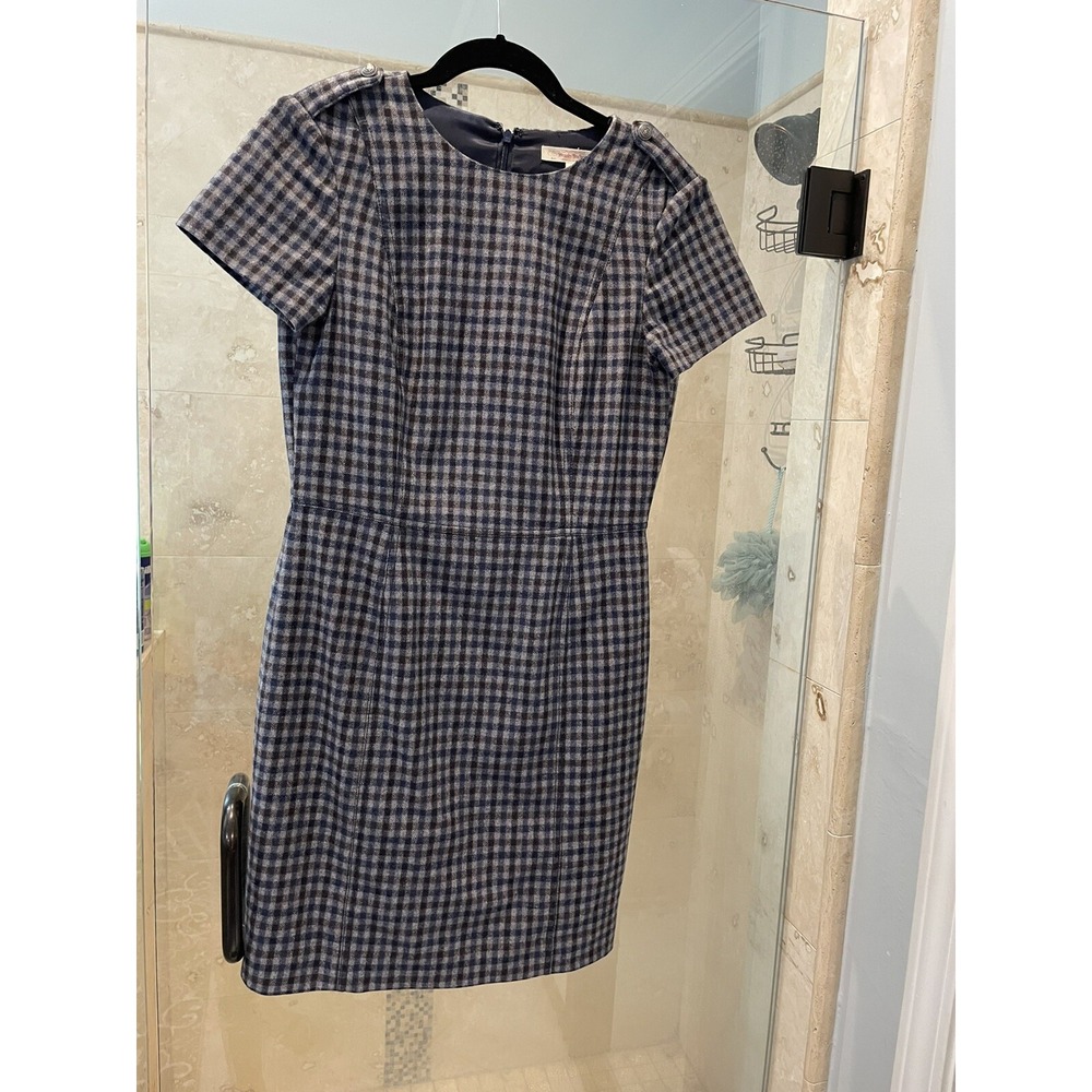 Brooks Brothers Gray Black Check Plaid Wool Blend Pencil Dress 4 August